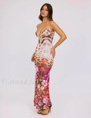 Floral Sling Bodycon Maxi Dress