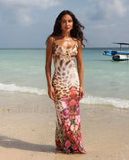 Floral Sling Bodycon Maxi Dress Flower color / S