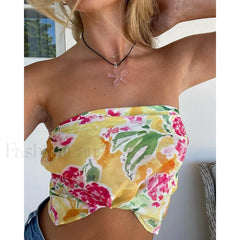 Floral Spaghetti Coquette Crop Top