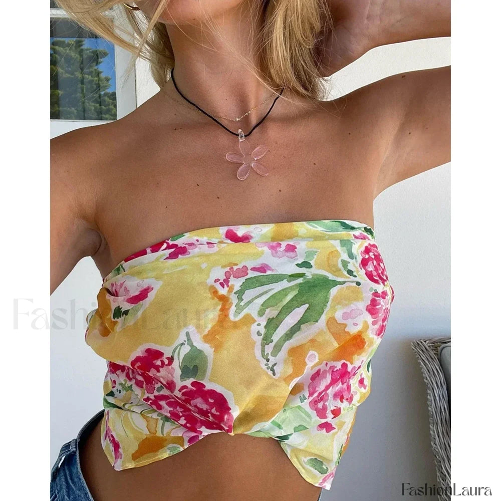 Floral Spaghetti Coquette Crop Top