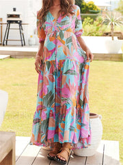Floral Split Deep V Maxi Dress
