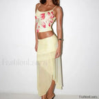 Floral Strap Mini Skirt Two Piece Set