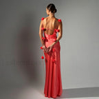 Floral Strappy Backless Slim Fit Hip Wrap Maxi Dress