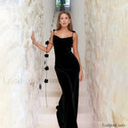 Floral Strappy Backless Slim Fit Hip Wrap Maxi Dress Black / S