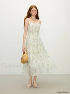 Floral Strappy X Line Midi Dress Floral / XS
