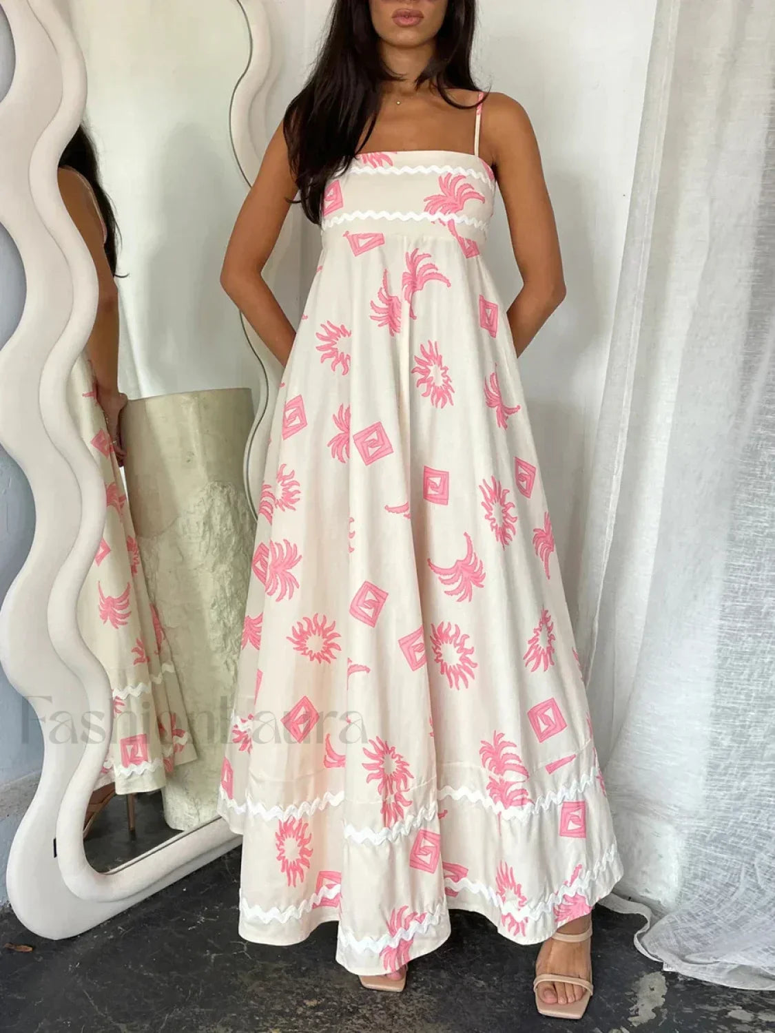 Floral Sun Print Maxi Dress Pink / S Main image