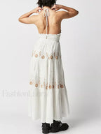 Floral Tie Up Halter Boho Dress