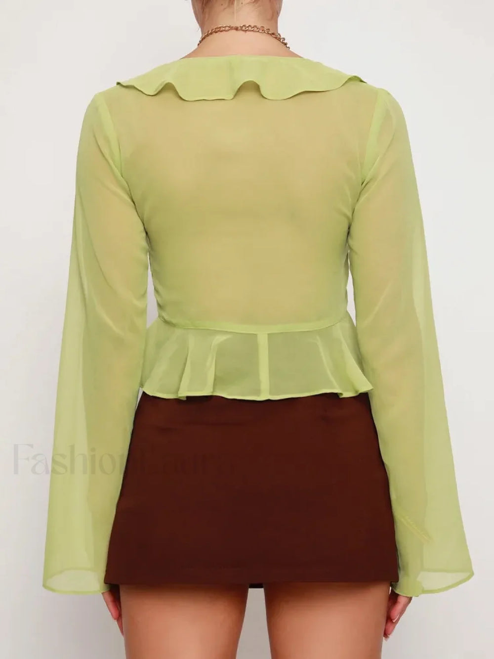 Floral V Neck Sleeve White Tops Clothes Blouse