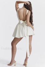 Florianne Ivory Stylish Bow Mini Dress