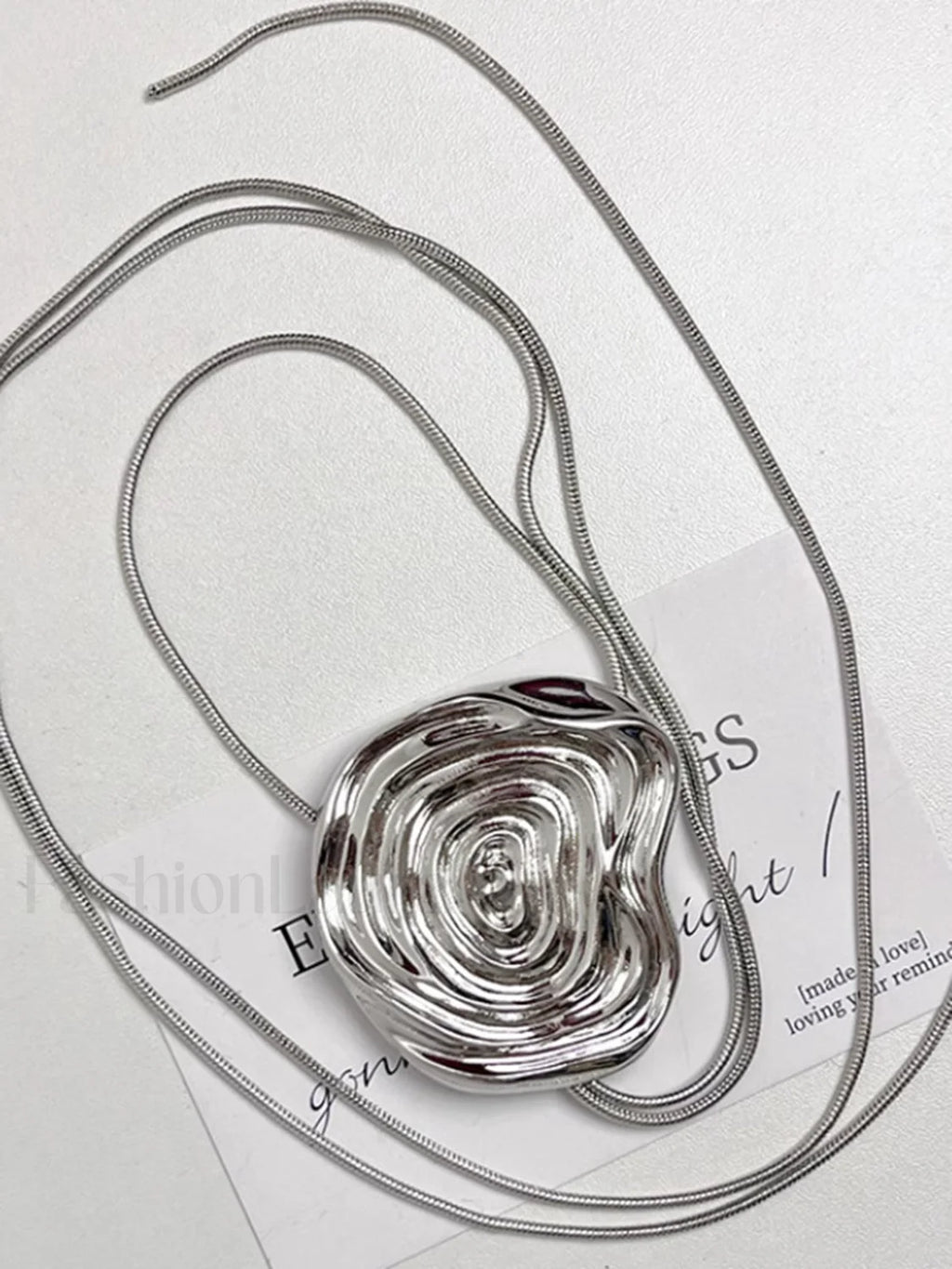 Flower Decor Graceful Drawstring Necklace Silver / One Size Necklaces