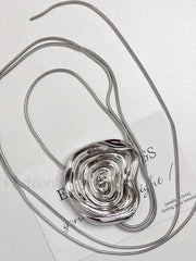 Flower Decor Graceful Drawstring Necklace Silver / One Size Necklaces