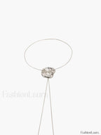 Flower Decor Graceful Drawstring Necklace Silver / One Size Necklaces