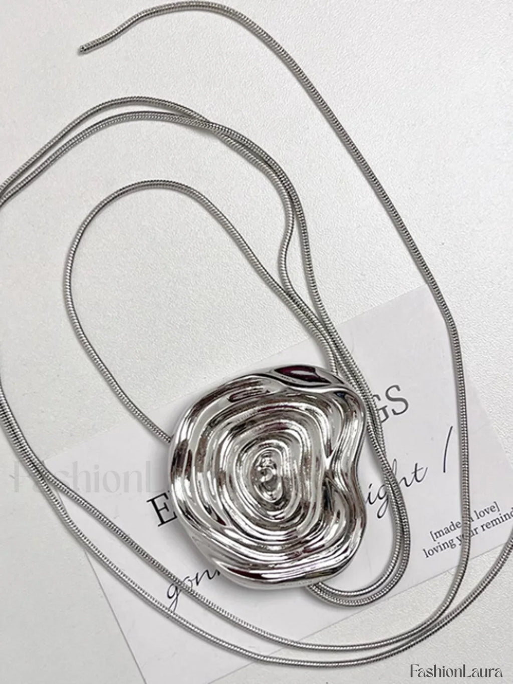 Flower Decor Graceful Drawstring Necklace Silver / One Size Necklaces