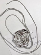 Flower Decor Graceful Drawstring Necklace Silver / One Size Necklaces