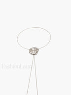 Flower Decor Graceful Drawstring Necklace Silver / One Size Necklaces