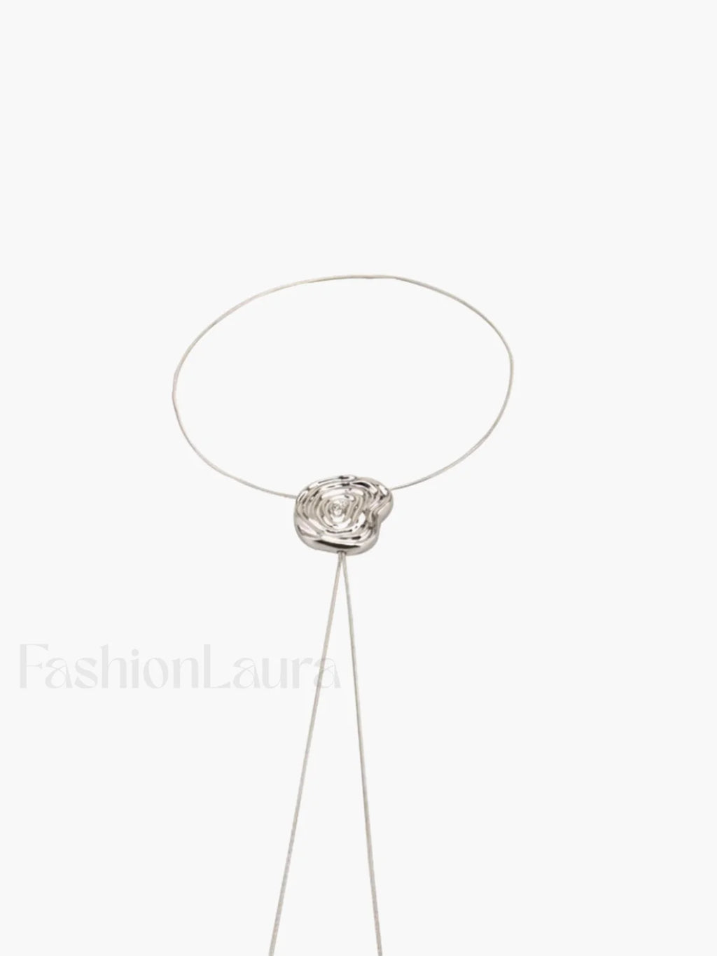 Flower Decor Graceful Drawstring Necklace Silver / One Size Necklaces
