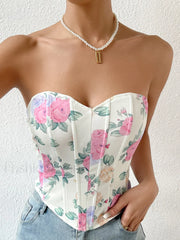 Flower Heart Shaped Neckline Corset Corset