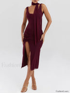 Flower High Split Midi Dress