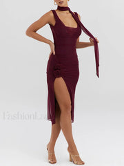 Flower High Split Midi Dress