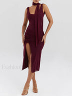 Flower High Split Midi Dress