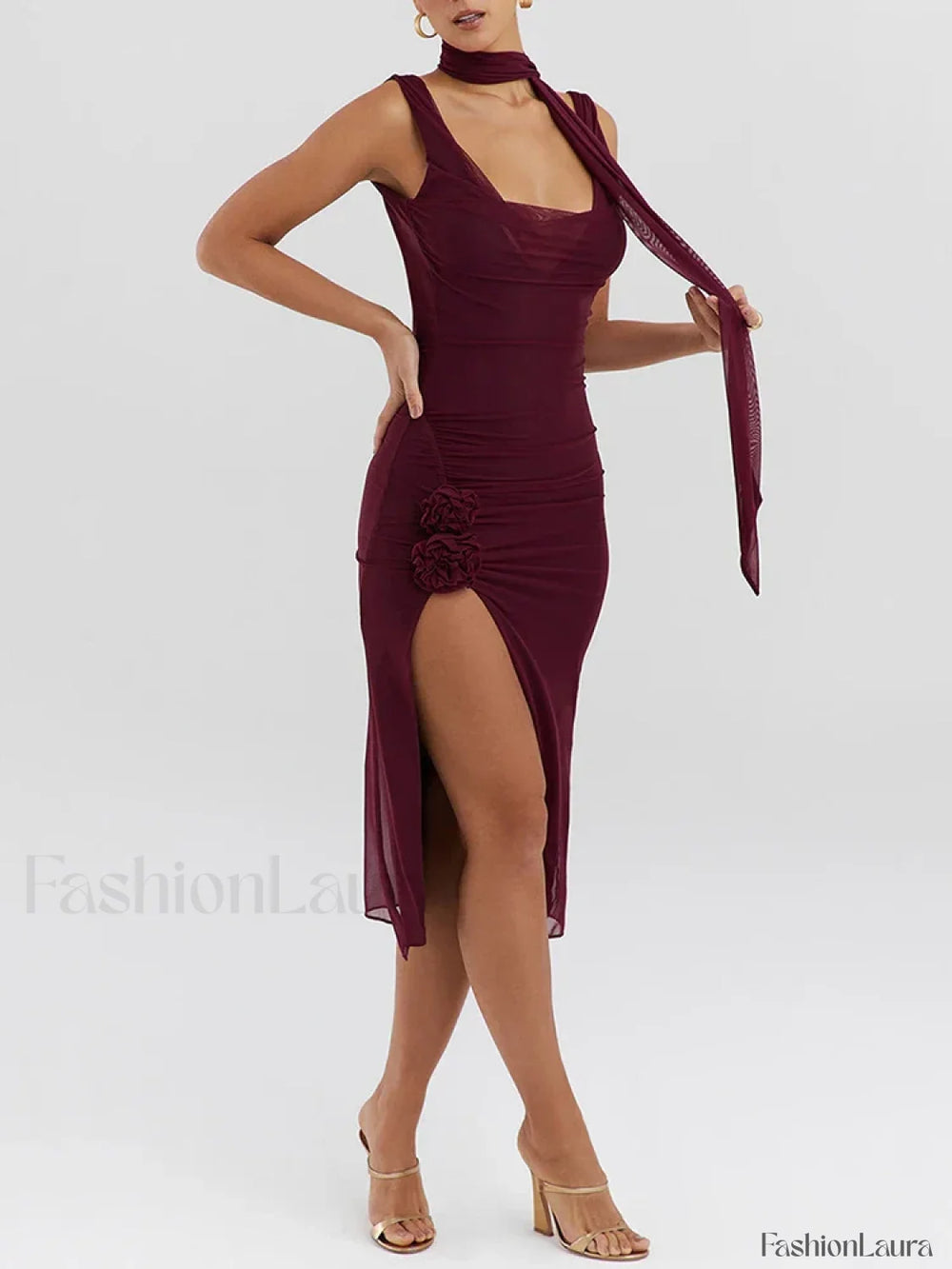 Flower High Split Midi Dress