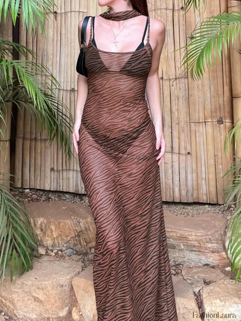 Flower Lace Party Dress Cover Up Brown / S