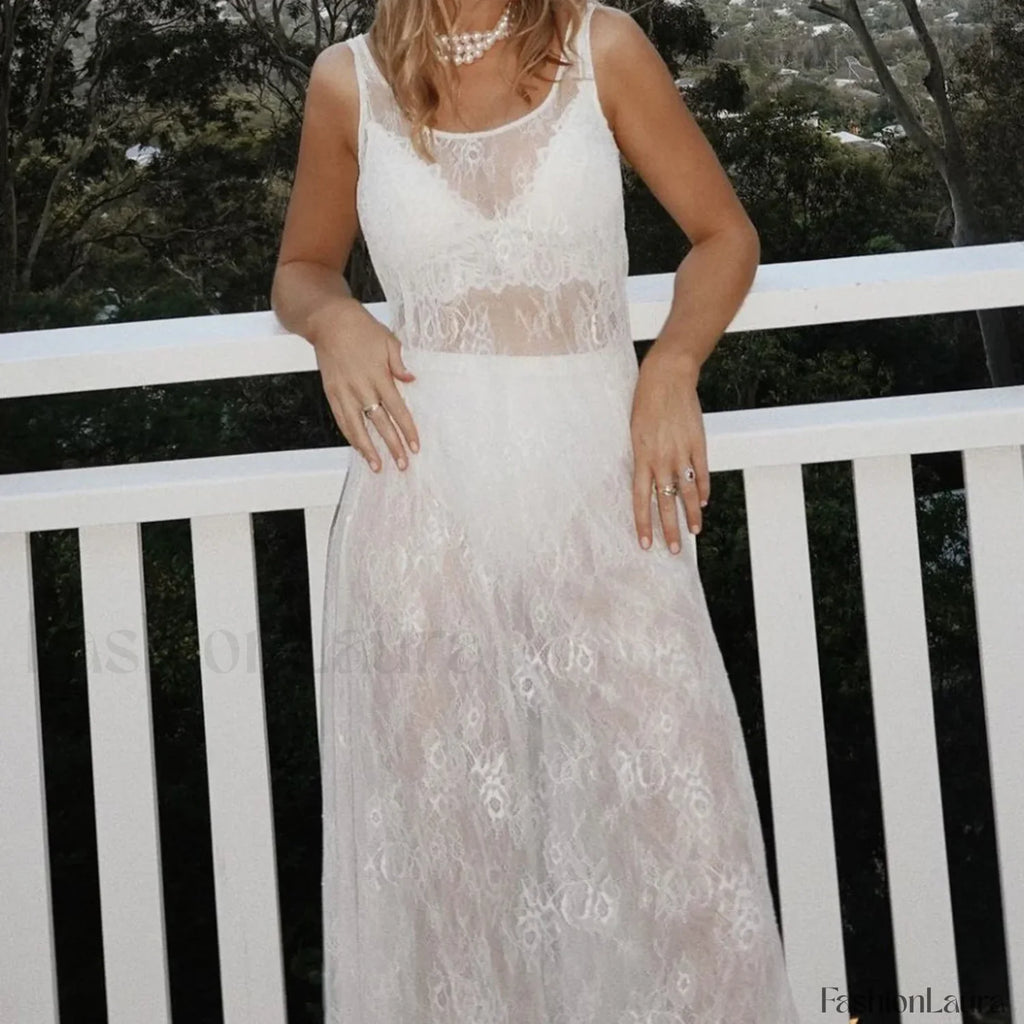 Flower Mesh Floral Dress Cover Up WHITE / S