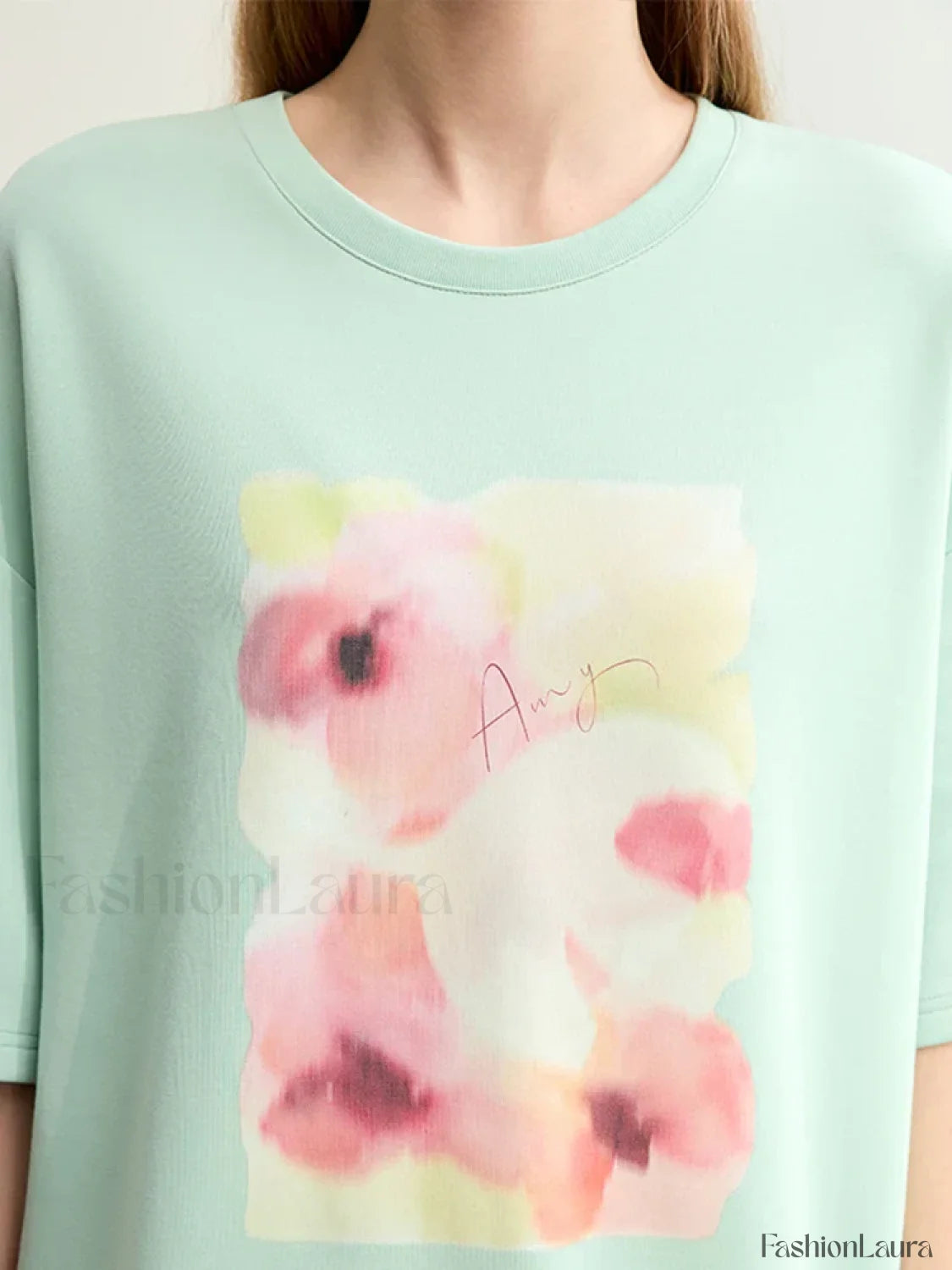 Flower Print Drop Sleeve T Shirt