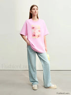 Flower Print Drop Sleeve T Shirt