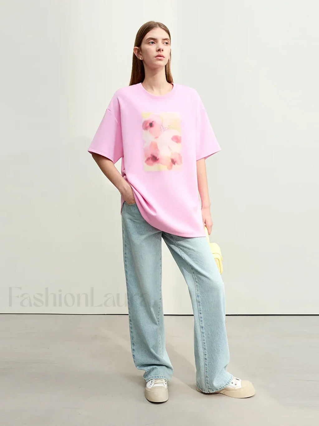 Flower Print Drop Sleeve T Shirt