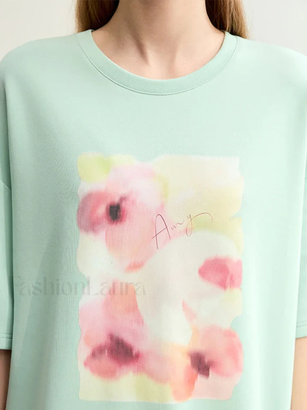 Flower Print Drop Sleeve T Shirt