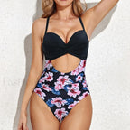 Flower Print V neck One Piece