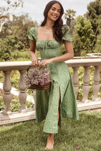 Flower Short Sleeve Maxi Dress