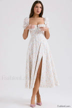 Flower Short Sleeve Maxi Dress