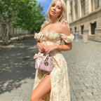 Flower Short Sleeve Maxi Dress