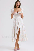 Flower Short Sleeve Maxi Dress