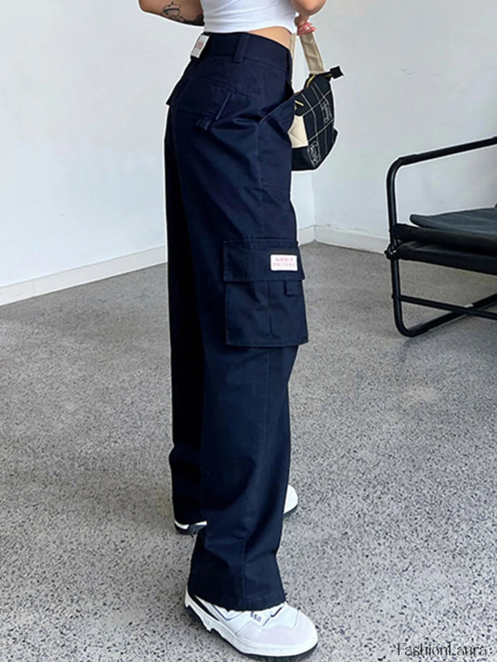 Fold Over Waist Y2K Straight Leg Pants Straight Leg Pants