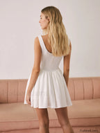 French Elegant Solid Short Dress Dresses