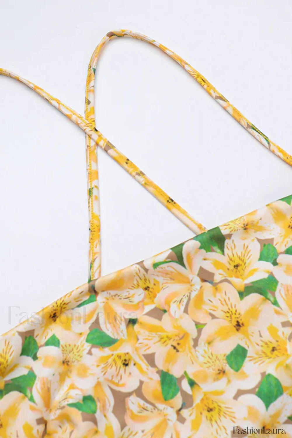 French Floral Print Backless Strappy Slim Floral Dress