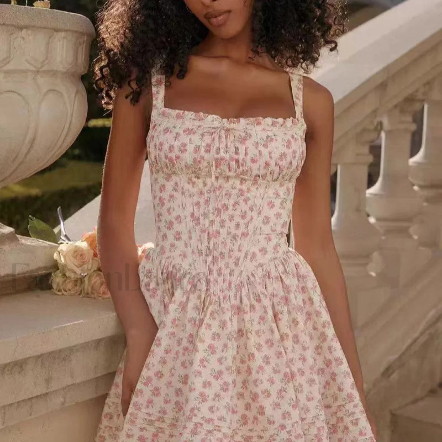 French Hepburn Style Black Strappy A-Line Mini Dress Secondary image