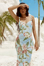 French Retro Lace Vest Sleeveless Printed Floral Dress