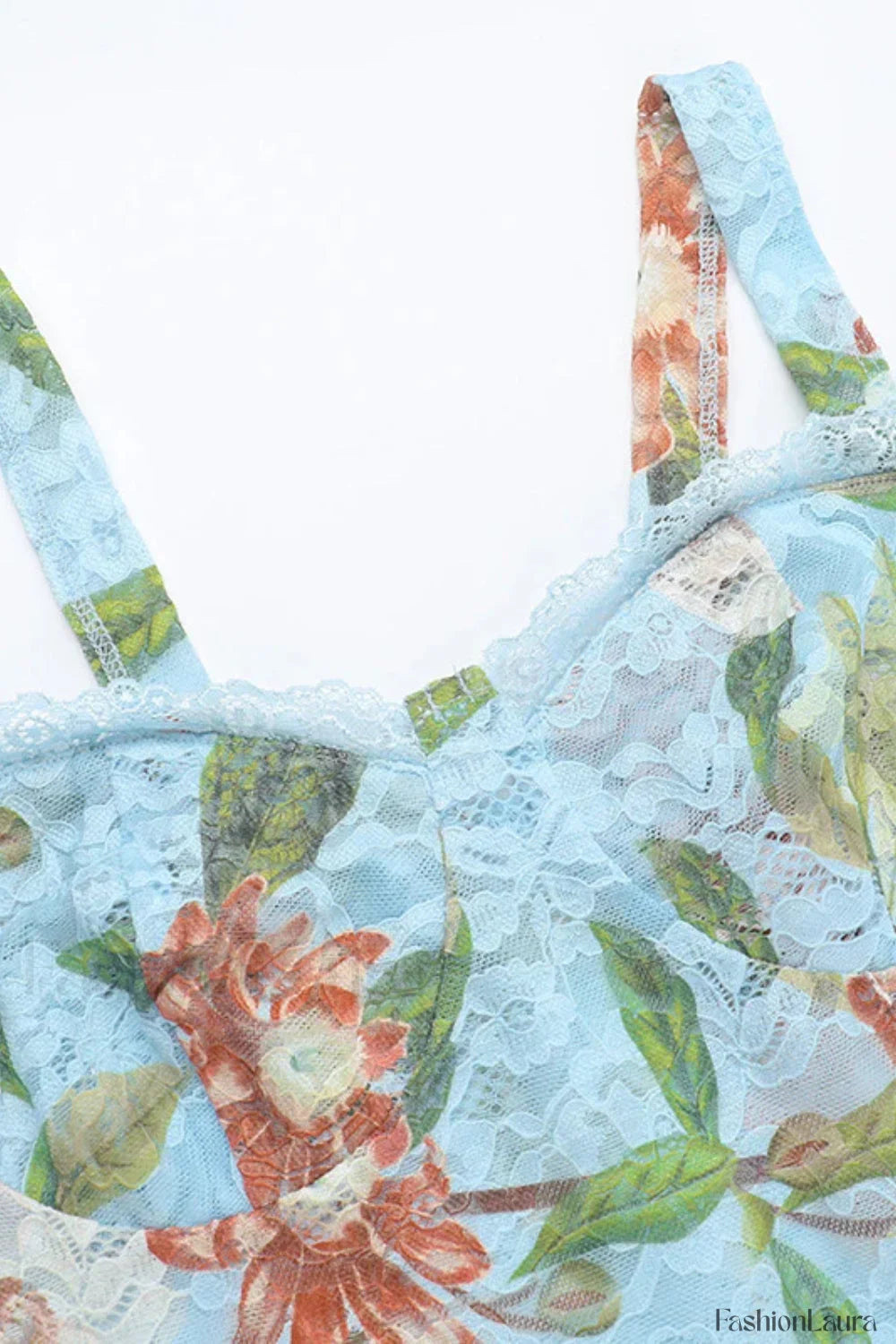 French Retro Lace Vest Sleeveless Printed Floral Dress