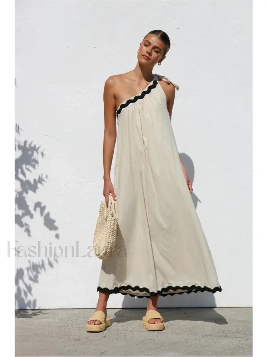 French Sloping Shoulder Boho Dress Main image