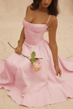 French Vintage Strap Midi Dress