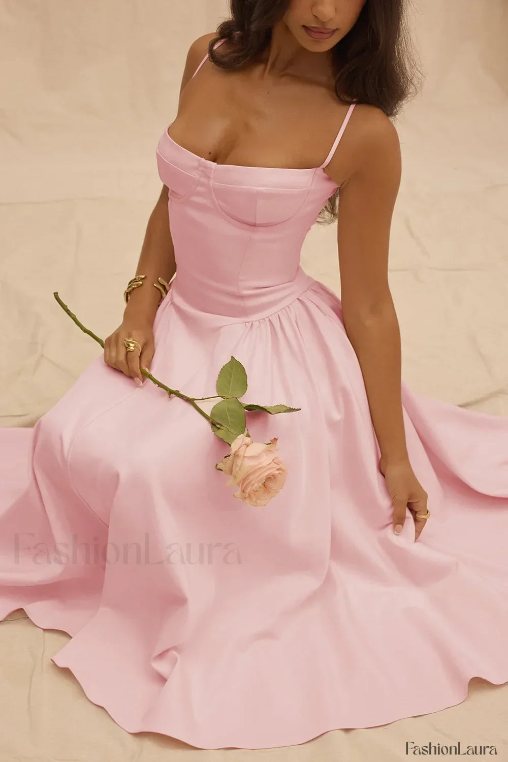 French Vintage Strap Midi Dress