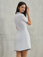 Frenchy Contrast Trim Trendy Short Sweater Dress Sweaters L