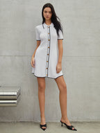 Frenchy Contrast Trim Trendy Short Sweater Dress Sweaters L