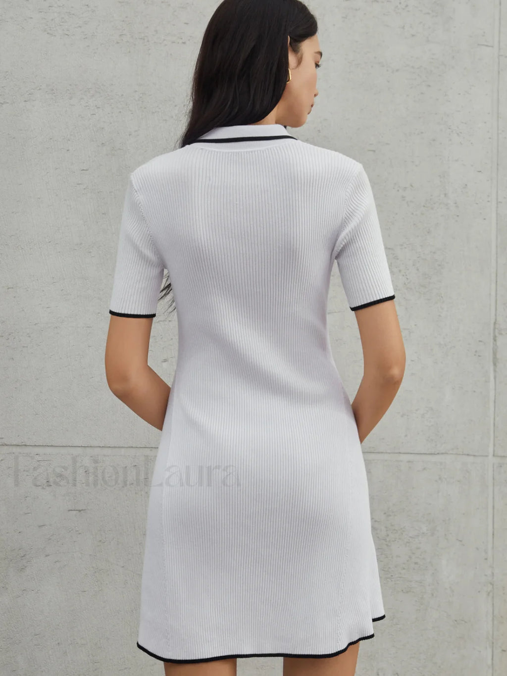 Frenchy Contrast Trim Trendy Short Sweater Dress Sweaters L