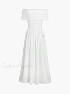 Frenchy Solid Graceful Off Shoulder Long Dress Dresses