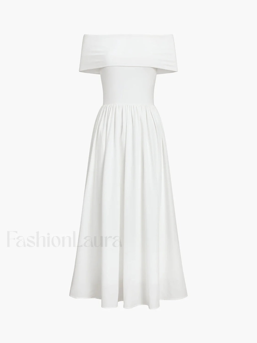 Frenchy Solid Graceful Off Shoulder Long Dress White / XS Dresses